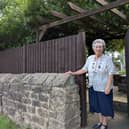 Helene Ball in her rear garden in George Road, Matlock.