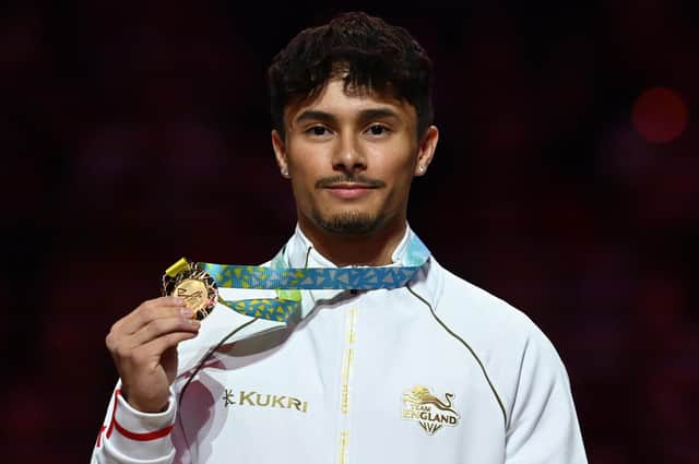 <p>Jake Jarman with his fourth Gold medal of the 2022 Commonwealth Games. (Photo by PAUL ELLIS/AFP via Getty Images)</p>