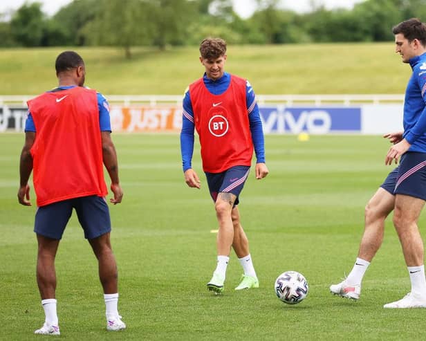 John Stones and Harry Maguire. (Photo by Catherine Ivill/Getty Images)