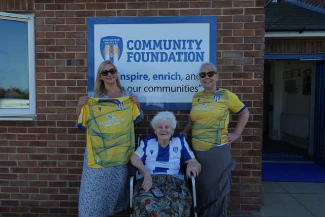 Alderwood lifestyle coordinator Laura and home manager Nikki with Doris sporting the new kit