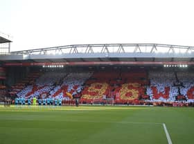 Players observe a minute of applause and unveil a special "96 mosaic" in the crowd to mark the 29th Anniversary of the Hillsborough tragedy in 2018.