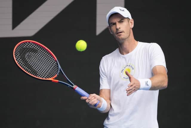 Britain's Andy Murray plays a forehand return during a practice session ahead of the Australian Open, where he faced Matteo Berrettini in the first round.