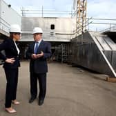 Nicola Sturgeon visits the Ferguson Marine shipyard in 2015 with the then owner Jim McColl (Picture: Andrew Milligan/PA)