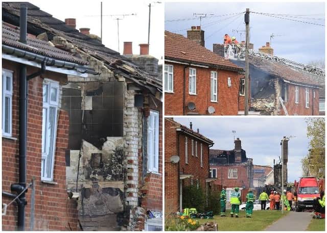 Emergency services work at the scene of a house fire in Mill View in Willesborough, near Ashford, Kent (PA)