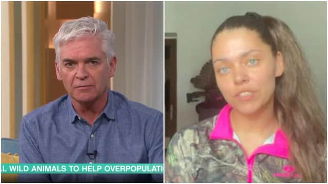 Phillip Schofield spoke sarcastically when asking Michaela about her job as an animal conservationist on This Morning (ITV)