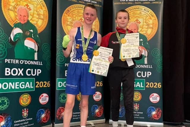 Eoghan Rua and Cathoir Mullan after winning there Peter ODonnell Box cup gold medals. Credit: Supplied