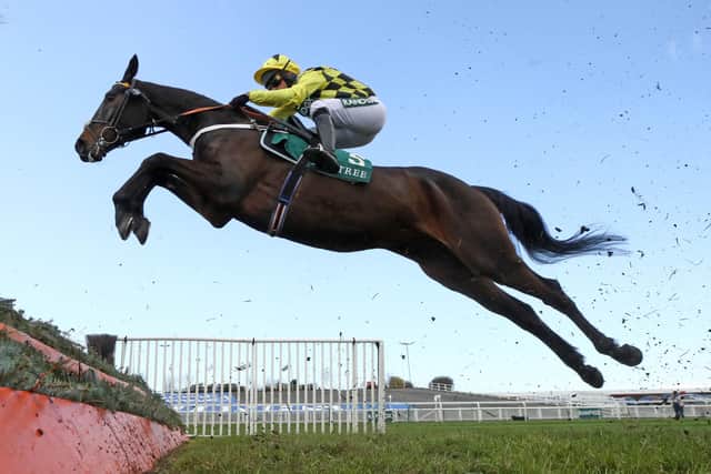 A mighty leap from Shishkin, the favourite for the Betway Queen Mother Champion Chase this week. (PHOTO BY: Tim Goode/Getty Images)