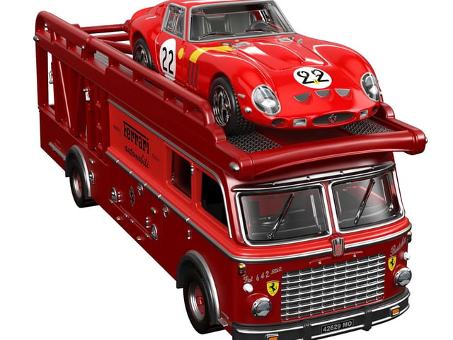 One of the sets includes the Ferrari 250 GTO and transporter