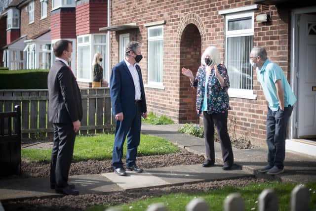 Labour leader Sir Keir Starmer meets local people in Seaton Carew in County Durham during a day of campaigning for the Hartlepool by-election with the party's candidate, Dr Paul Williams (Photo: PA)