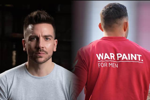 After recognising the need for a makeup brand that was tailored to men, Danny developed his own company, War Paint, which launched in 2018 (Graphic: Kim Mogg)