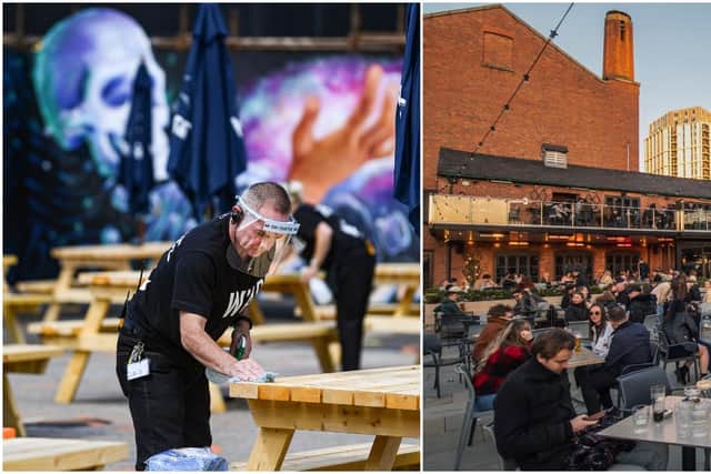 Pub owners in Scotland are preparing to reopen to customers, while venues in England are back open for business (left) (Getty Images)