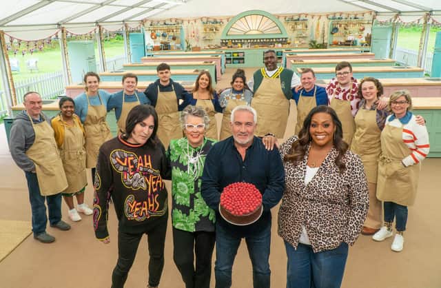 Contestants and hosts, (left to right, rear) Keith, Saku, Tasha, Josh, Matty, Cristy, Dana, Amos, Dan, Rowan, Abbi and Nicky and the judges and hosts (left to right, front) Noel, Prue, Paul and Allison, for 14th series of The Great British Bake Off. Picture: Mark Bourdillon/Love Productions/Channel 4/PA Wire.
