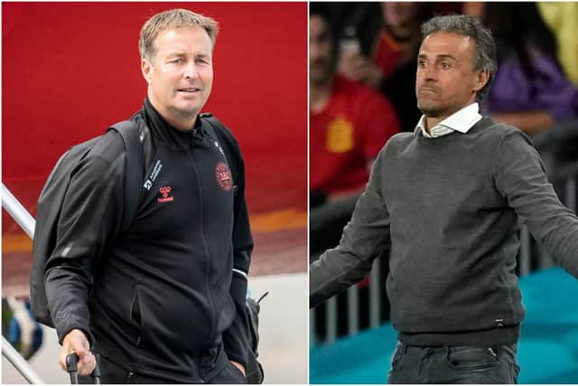 Denmark manager Kasper Hjulmand and Spain boss Luis Enrique. (Pic: Getty)