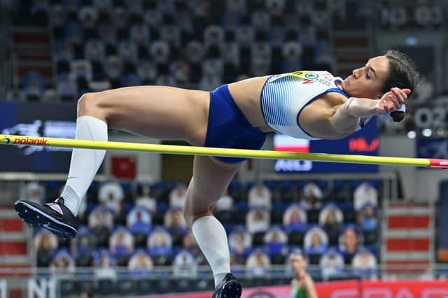 Holly shows her quality in the high jump leg in Women's Pentathlon during the European Athletics Indoor Championships in Poland earlier this month.