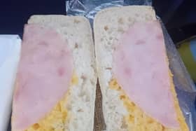 A 'shocked' dad claims Ryanair served him the 'worst airplane food ever' - in a miserable sandwich that 'wasn't fit for Oliver Twist'.