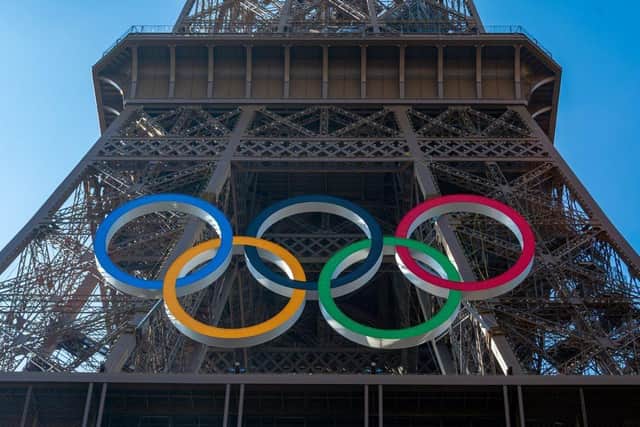 Eiffel Tower with the Olympic rings