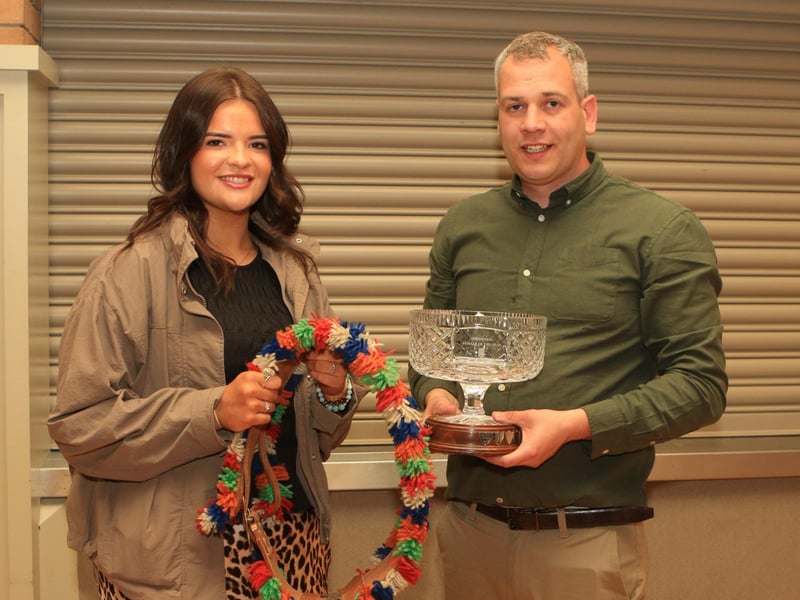 Danske Bank Female of the Year Crystal Bowl, Cow Bell winner: Ballinalare Farm Ritz from Joe and Alan Wilson. Collecting the award is Lexi Heatrick, presented by club chairman Shane McDonald.
