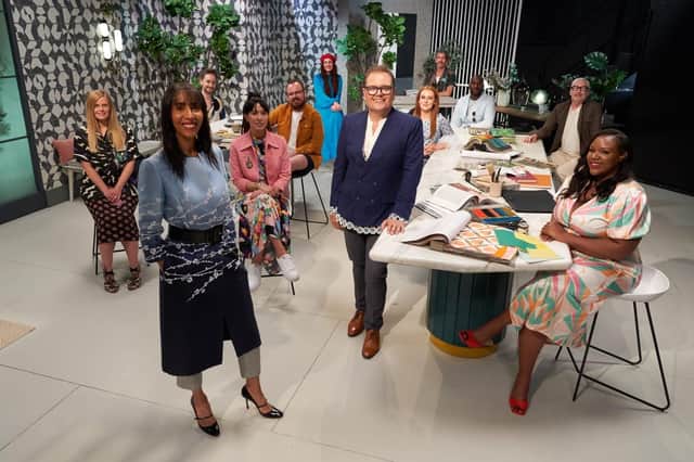<p>Peter Anderson (back right) is the first Geordie contestant to appear on the hit BBC TV series Interior Design Masters.</p>