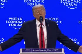 US President Donald Trump speaking at the World Economic Forum meeting in Davos, Switzerland. PIC: World Economic Forum/PA Wire