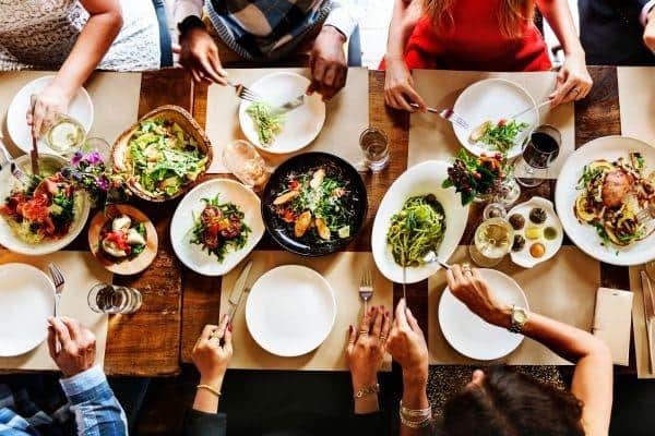 Family enjoying food