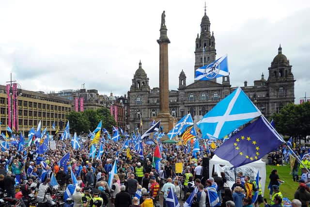 Pro-Scottish independence supporters rally in George Square in Glasgow to call for independence (Getty Images)