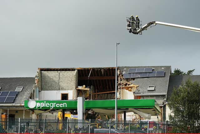 PA, Best: Emergency services continue their work at the scene of an explosion at Applegreen service station in the village of Creeslough in Co Donegal, where ten people have now been confirmed dead. Picture date: Saturday October 8, 2022.