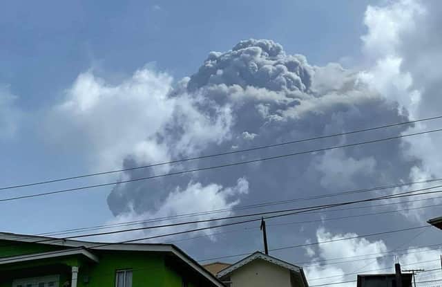 The eruption of La Soufriere Volcano from Rillan Hill in Saint Vincent. The blast from the volcano, sent plumes of ash 20,000 feet (6,000 meters) into the air, the local emergency management agency said. The eruption was confirmed by the UWI center.
