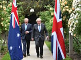 Australia's Prime Minister Scott Morrison met with Boris Johnson in Downing Street on Monday (Getty Images)