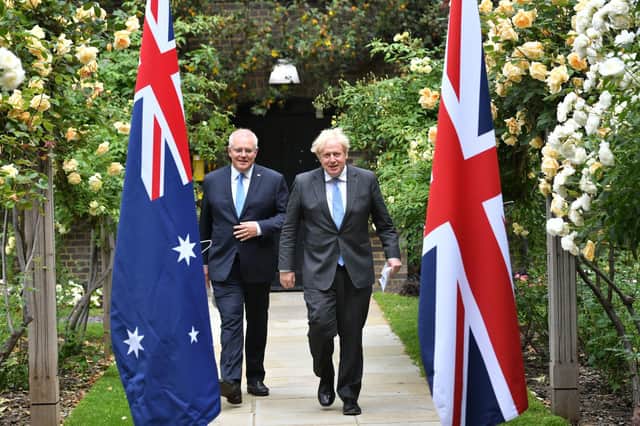 Australia's Prime Minister Scott Morrison met with Boris Johnson in Downing Street on Monday (Getty Images)