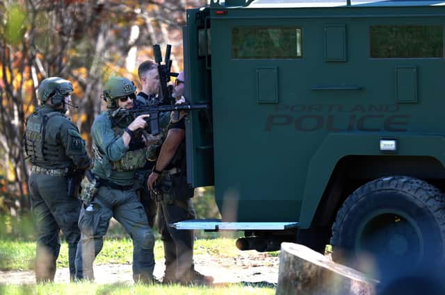 Law enforcement officials conducted a manhunt following the mass shooting (Picture: Joe Raedle/Getty Images)