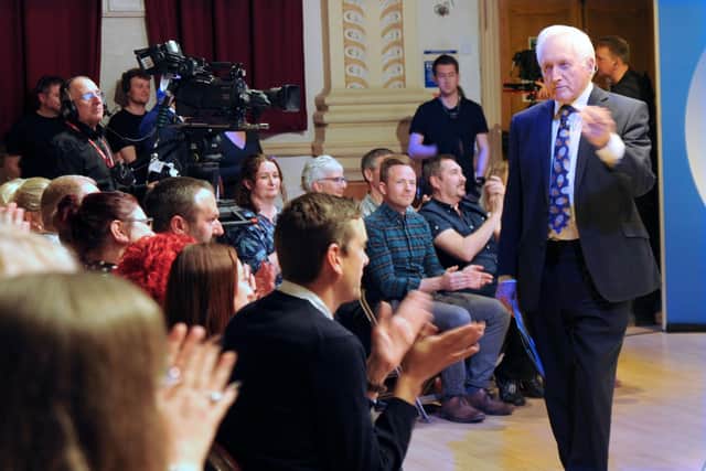 Question Time's David Dimbleby chats with the audience before the start of Thursday night's transmission from the Winding Wheel in Chesterfield.