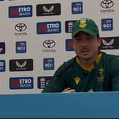 Breetzke speaking to reporters after securing a historic series win for South Africa at Lord's