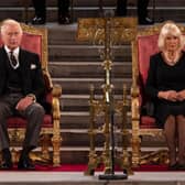 King Charles III and Camilla, Queen Consort take part in an address in Westminster Hall. (Photo by Dan Kitwood/Getty Images)