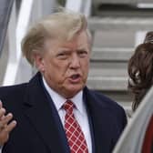 President Donald Trump arrives at Aberdeen Airport