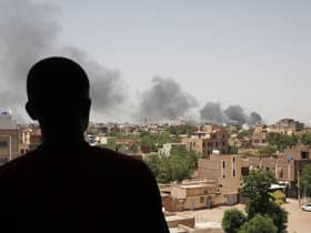 Smoke is seen in Khartoum, Sudan. Picture: AP Photo/Marwan Ali