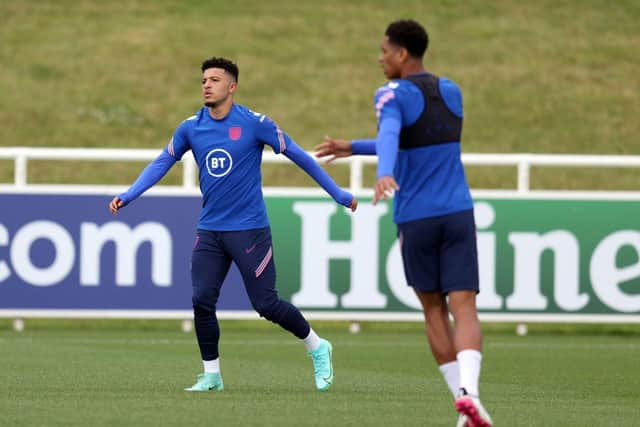 Jadon Sancho during an England training session at St George's Park. (Photo by Catherine Ivill/Getty Images)
