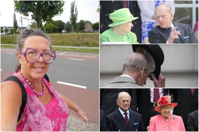 Julia McCarthy-Fox and some of her photos of Prince Philip with the Queen