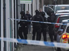 An armed response from Northumbria Police at Marshall Wallis Road. Picture: North News & Pictures.
